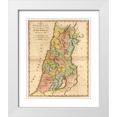 Ancient Israel and the tribes of the Hebrews White Modern Wood Framed Art Print with Double Matting by Vintage Maps
