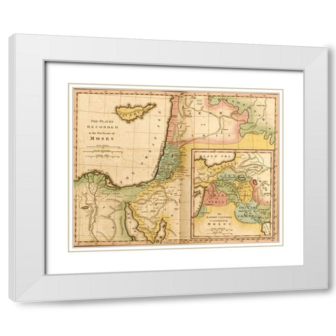 Places in the 5 Books of Moses White Modern Wood Framed Art Print with Double Matting by Vintage Maps