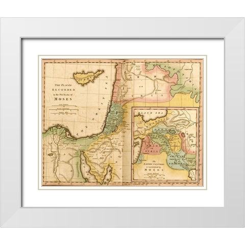 Places in the 5 Books of Moses White Modern Wood Framed Art Print with Double Matting by Vintage Maps