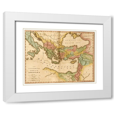 Countries travelled by the Apostles White Modern Wood Framed Art Print with Double Matting by Vintage Maps