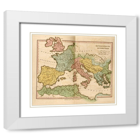 Lands of the Patriarchs in the Western Europe 330 CE White Modern Wood Framed Art Print with Double Matting by Vintage Maps