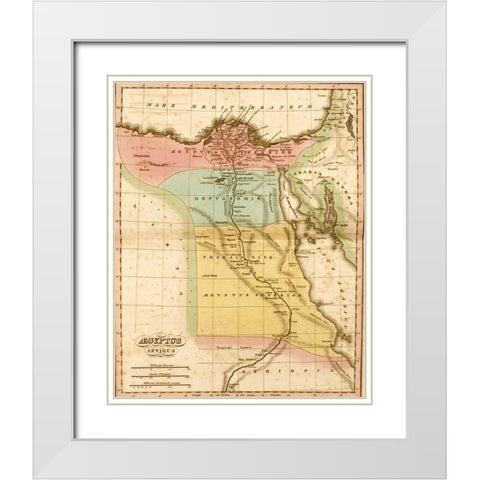Ancient Egypt White Modern Wood Framed Art Print with Double Matting by Vintage Maps