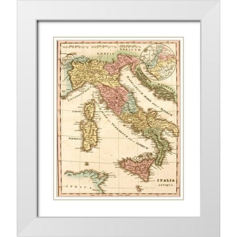 Ancient italy White Modern Wood Framed Art Print with Double Matting by Vintage Maps