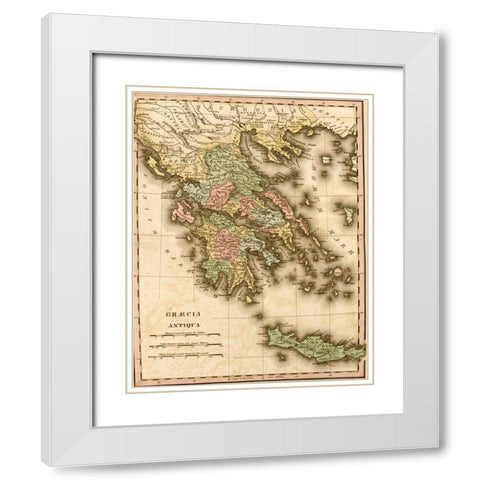 Ancient Greece White Modern Wood Framed Art Print with Double Matting by Vintage Maps