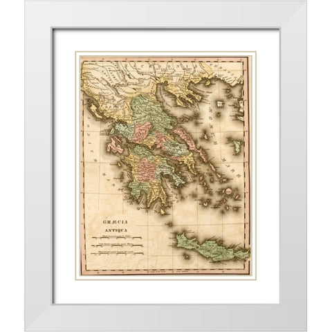 Ancient Greece White Modern Wood Framed Art Print with Double Matting by Vintage Maps