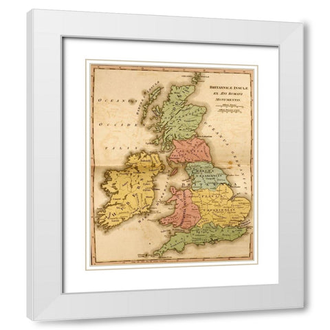 Ancient Britain White Modern Wood Framed Art Print with Double Matting by Vintage Maps