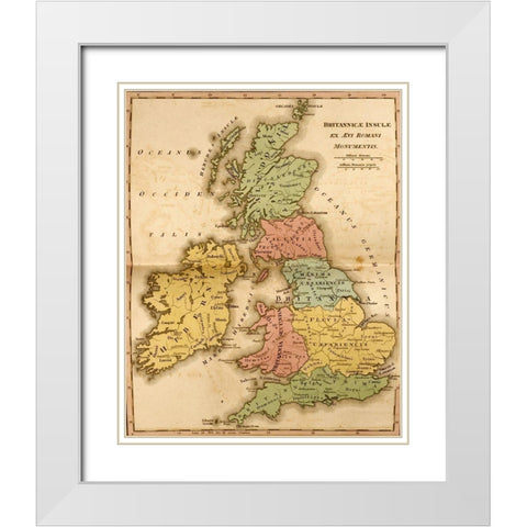 Ancient Britain White Modern Wood Framed Art Print with Double Matting by Vintage Maps