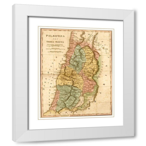 Holy Land of Palestine White Modern Wood Framed Art Print with Double Matting by Vintage Maps