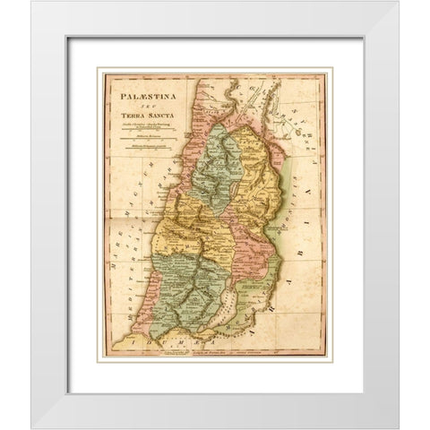 Holy Land of Palestine White Modern Wood Framed Art Print with Double Matting by Vintage Maps