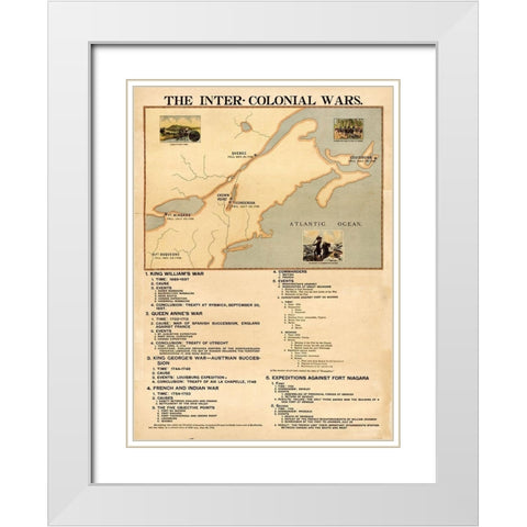 Inter Colonial wars White Modern Wood Framed Art Print with Double Matting by Vintage Maps