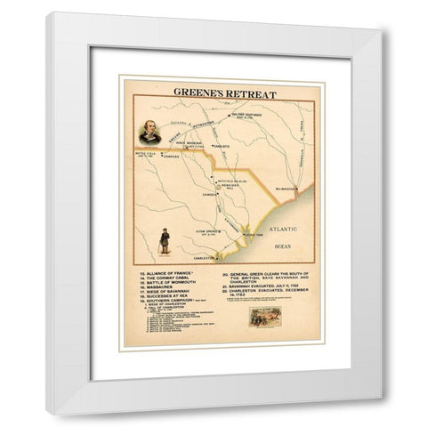 Greenes Retreat White Modern Wood Framed Art Print with Double Matting by Vintage Maps