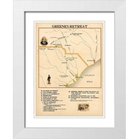 Greenes Retreat White Modern Wood Framed Art Print with Double Matting by Vintage Maps