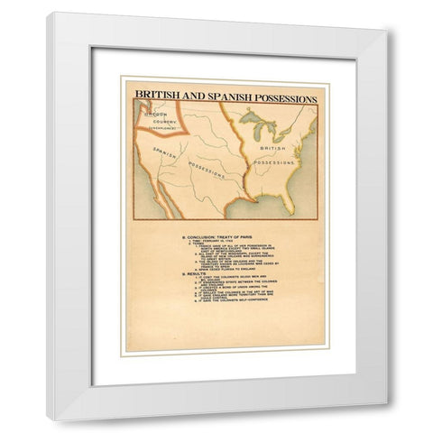 British and Spanish Possessions White Modern Wood Framed Art Print with Double Matting by Vintage Maps