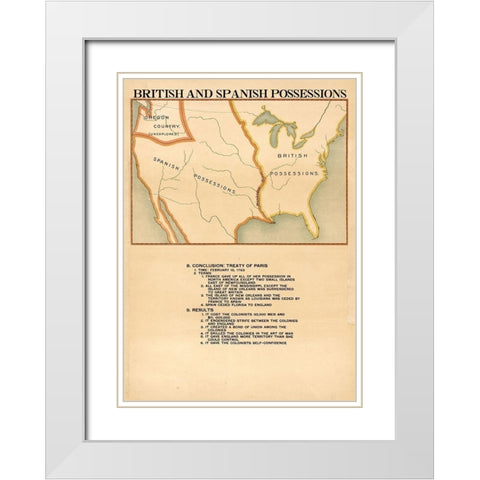 British and Spanish Possessions White Modern Wood Framed Art Print with Double Matting by Vintage Maps