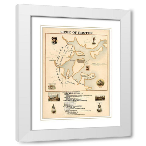 Siege of Boston White Modern Wood Framed Art Print with Double Matting by Vintage Maps