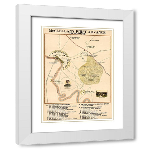Civil War McClellans 1st Advance on Richmond White Modern Wood Framed Art Print with Double Matting by Vintage Maps