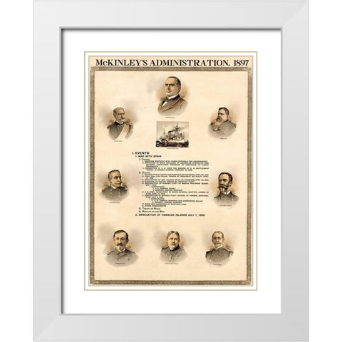 McKinley Administration White Modern Wood Framed Art Print with Double Matting by Vintage Maps