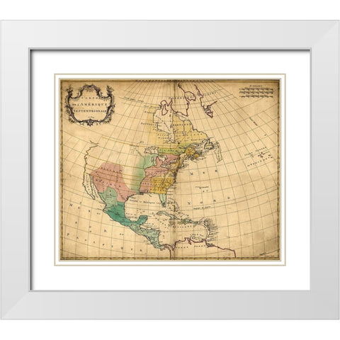 America in 1754 White Modern Wood Framed Art Print with Double Matting by Vintage Maps