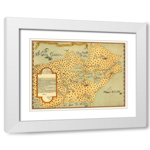 New France 1673 White Modern Wood Framed Art Print with Double Matting by Vintage Maps