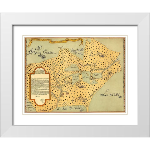 New France 1673 White Modern Wood Framed Art Print with Double Matting by Vintage Maps