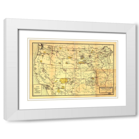 Indian Reservations West of the Mississippi 1923 White Modern Wood Framed Art Print with Double Matting by Vintage Maps