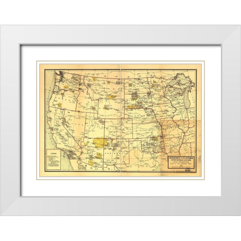 Indian Reservations West of the Mississippi 1923 White Modern Wood Framed Art Print with Double Matting by Vintage Maps