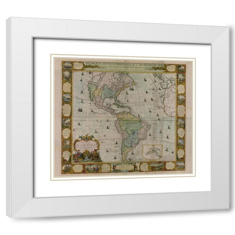 Map of America 1781 White Modern Wood Framed Art Print with Double Matting by Vintage Maps