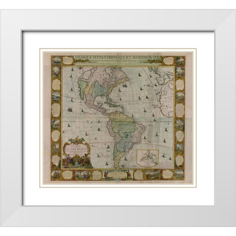 Map of America 1781 White Modern Wood Framed Art Print with Double Matting by Vintage Maps