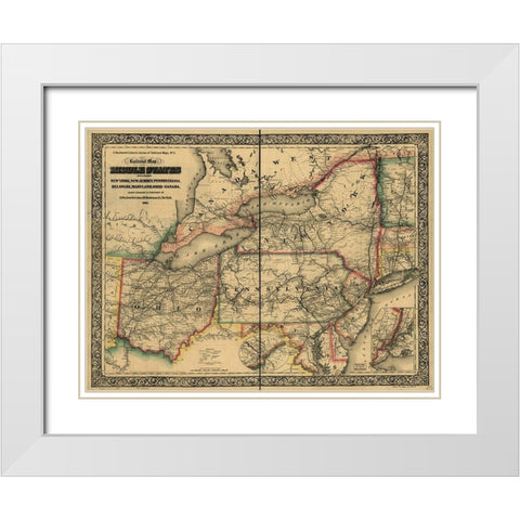 Civil War Railroad Map 1862 White Modern Wood Framed Art Print with Double Matting by Vintage Maps