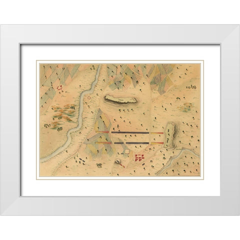 Mexican War Battle Map 1848 White Modern Wood Framed Art Print with Double Matting by Vintage Maps