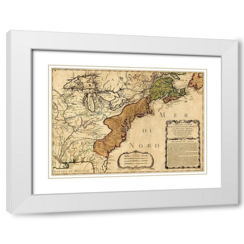 Canada to Louisiana-Eastern USA 1756 White Modern Wood Framed Art Print with Double Matting by Vintage Maps