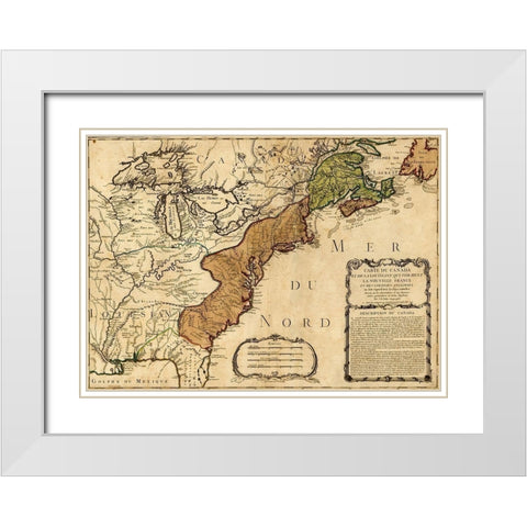 Canada to Louisiana-Eastern USA 1756 White Modern Wood Framed Art Print with Double Matting by Vintage Maps