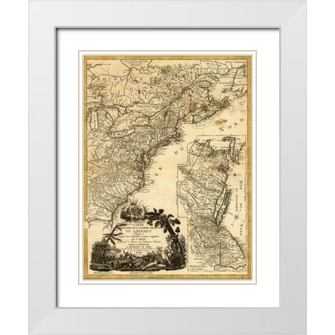 Theatre of War 1779 White Modern Wood Framed Art Print with Double Matting by Vintage Maps
