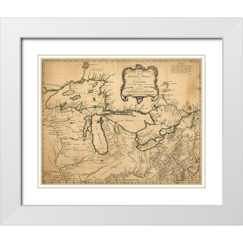 Great Lakes Region During French Settlement Period 1755 White Modern Wood Framed Art Print with Double Matting by Vintage Maps