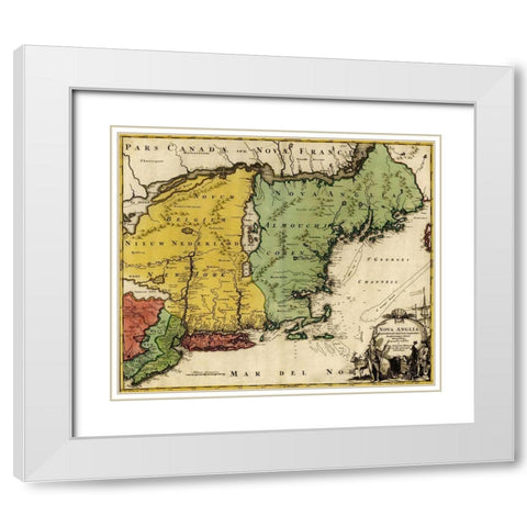British Colonization in Canada and New England 1770 White Modern Wood Framed Art Print with Double Matting by Vintage Maps