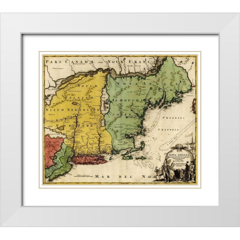 British Colonization in Canada and New England 1770 White Modern Wood Framed Art Print with Double Matting by Vintage Maps