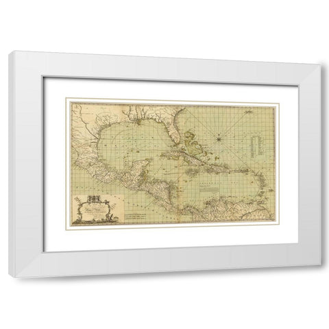 Chart of the West Indies 1796 White Modern Wood Framed Art Print with Double Matting by Vintage Maps