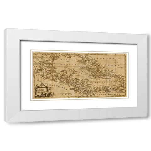 West Indies 1782 White Modern Wood Framed Art Print with Double Matting by Vintage Maps