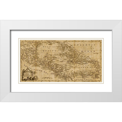 West Indies 1782 White Modern Wood Framed Art Print with Double Matting by Vintage Maps