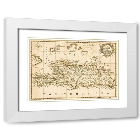 Hispaniola 1758 White Modern Wood Framed Art Print with Double Matting by Vintage Maps