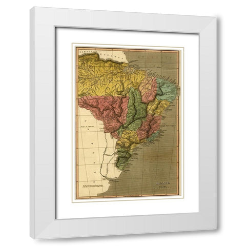 Brazil 1822 White Modern Wood Framed Art Print with Double Matting by Vintage Maps