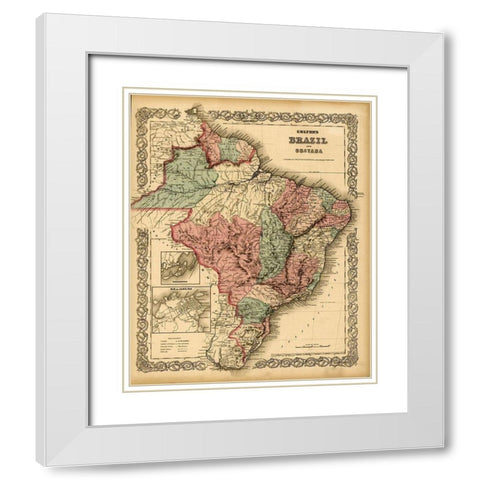 Brazil 1871 White Modern Wood Framed Art Print with Double Matting by Vintage Maps