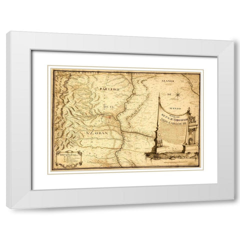 Centa Valley Argentina 1794 White Modern Wood Framed Art Print with Double Matting by Vintage Maps