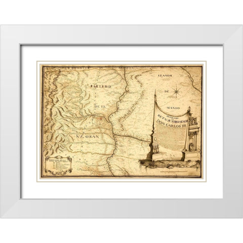 Centa Valley Argentina 1794 White Modern Wood Framed Art Print with Double Matting by Vintage Maps