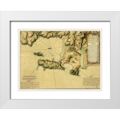 Topographic Map of Concepcion Bay Chile 1782 White Modern Wood Framed Art Print with Double Matting by Vintage Maps