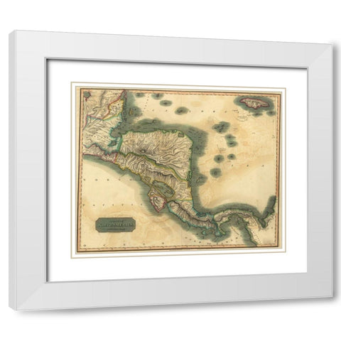 Spanish Central America White Modern Wood Framed Art Print with Double Matting by Vintage Maps