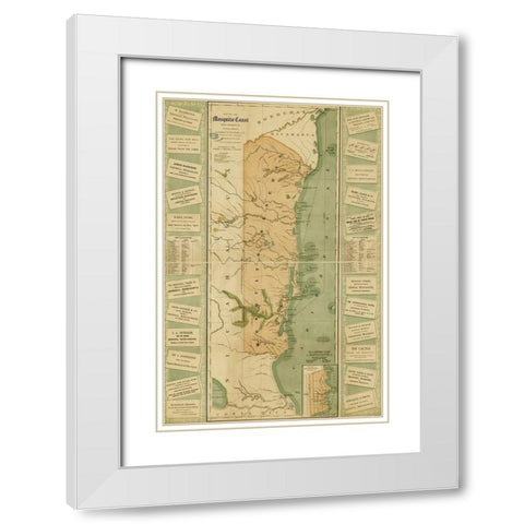 Mosquito Coast of Nicaragua White Modern Wood Framed Art Print with Double Matting by Vintage Maps