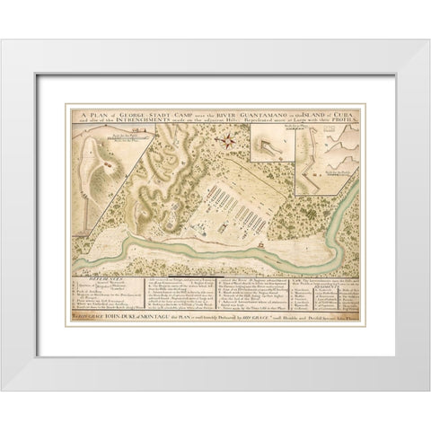 Guantanamo Bay 1741 White Modern Wood Framed Art Print with Double Matting by Vintage Maps