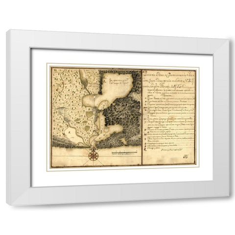 Plan of Guantanamo Bay Cuba 1751 White Modern Wood Framed Art Print with Double Matting by Vintage Maps