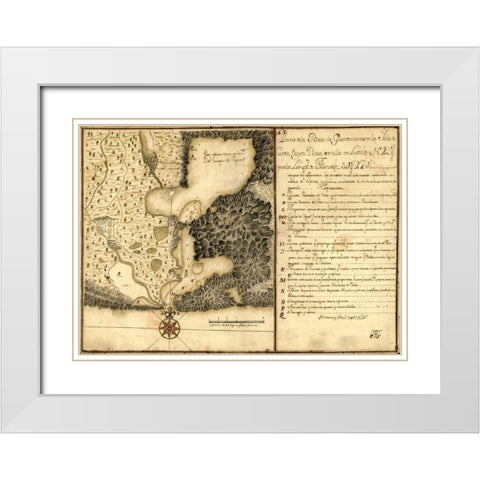 Plan of Guantanamo Bay Cuba 1751 White Modern Wood Framed Art Print with Double Matting by Vintage Maps